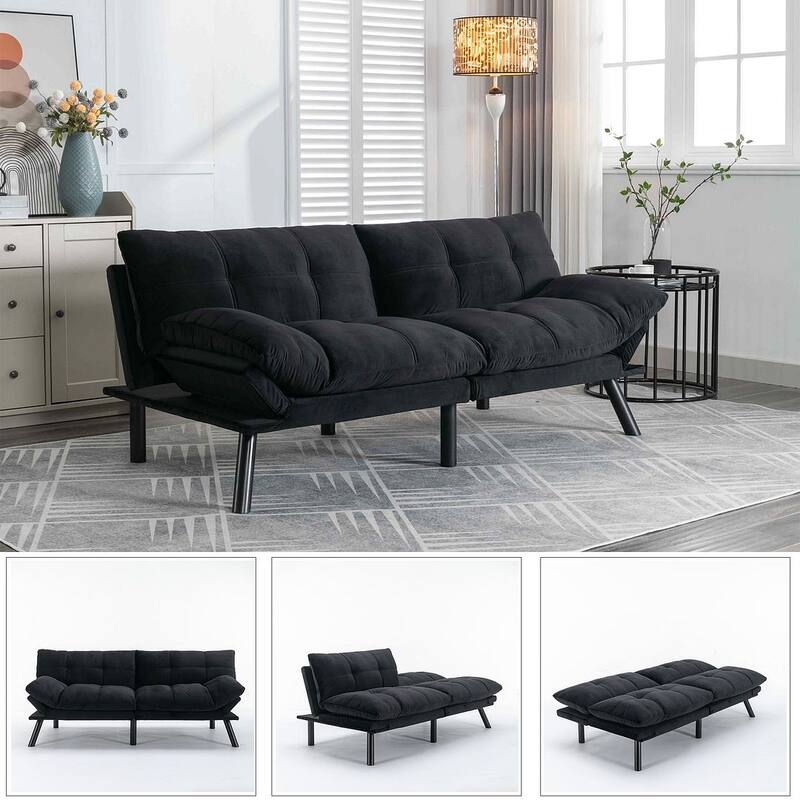 Modern Upholstered 2-Seater Sofa Bed with Adjustable Backrest and Armrests - 70:l