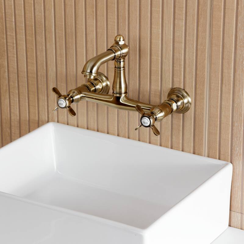 Kingston Brass Essex Two-Handle 2-Hole Wall Mount Bathroom Faucet