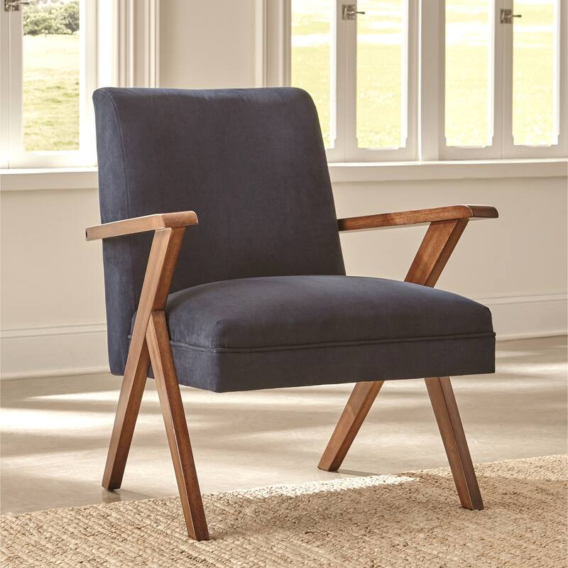 Mid-Century Modern Design Dark Blue Living Room Accent Chair - 1 Chair