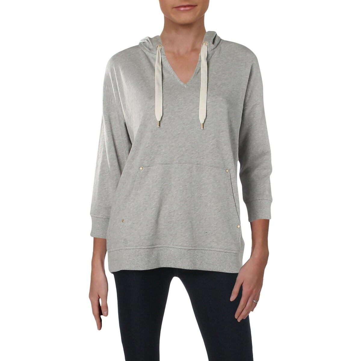 Ideology Womens Plus Fleece Cowl Neck Pullover Top