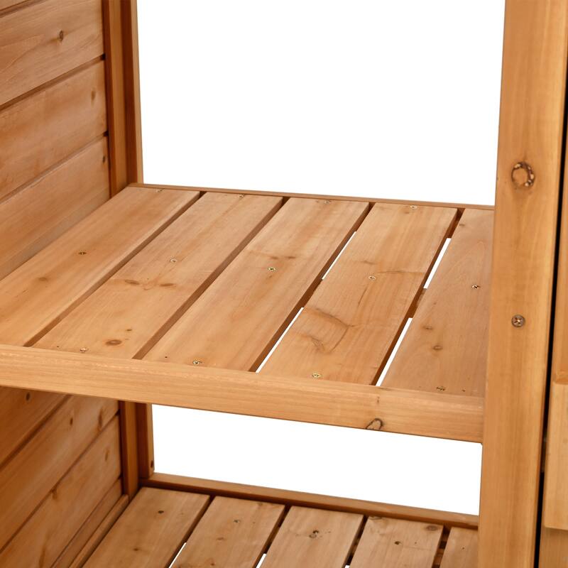 Garden Potting Bench Table with Hutch,Patio Storage Workstation with 3 Shelves,6 Drawers,2 Bottom Cabinets&Side Hooks