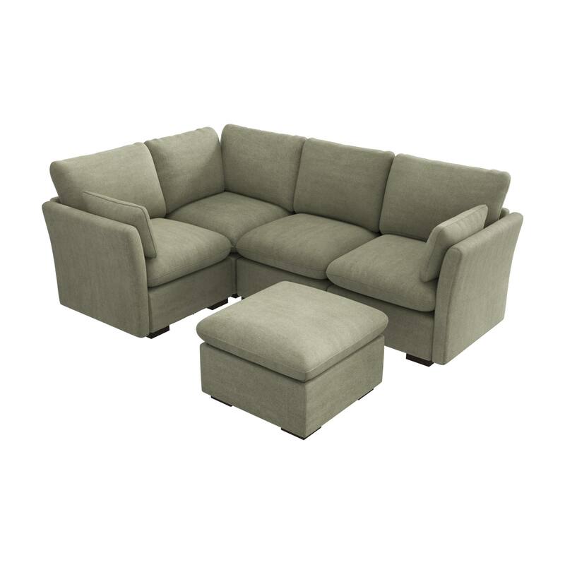 Bush Home Sienna Modular 3-Seater Sectional with Storage Ottoman - Soft Green