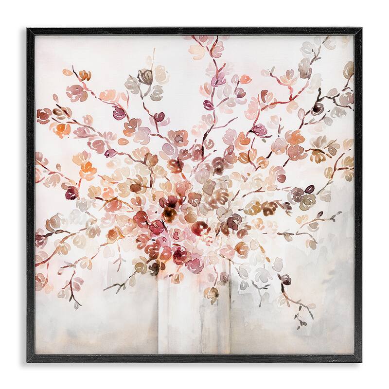 Stupell Abstract Warm Floral Vine Bouquet Expressive Red Flowers Framed Wall Art