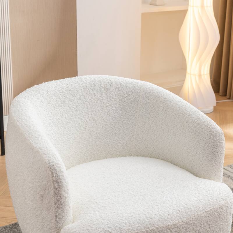 Accent Swivel Chair With Gold Metal Round Base