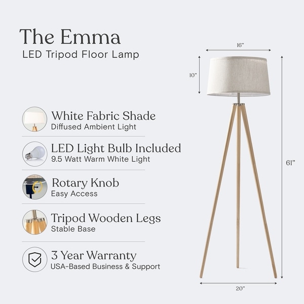 Brightech Emma 61 in. Mid-Century Modern LED Super Bright Floor