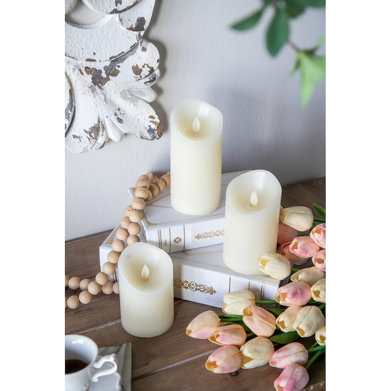 Set of 3 LED Candles with Remote Timer, L:D3X6" M:D3X5" S:D3X4"
