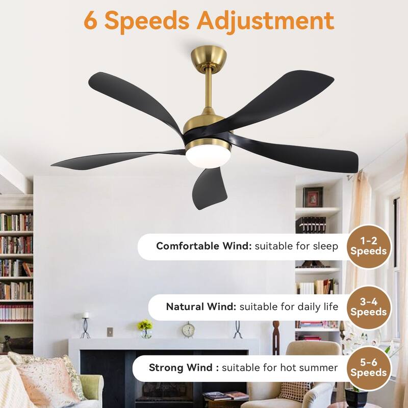 52 Inch Ceiling Fan with Light and Remote for Living Room Bedroom Dining Room Patio Farmhouse - 52 Inches