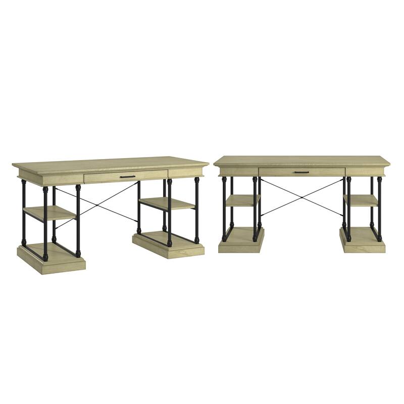 Dubrovnik Cornice 1-Drawer Storage Writing Desk - Ivory White