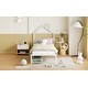 preview thumbnail 89 of 87, Metal Platform Bed with two drawers, House-Shaped Headboard Design for Kids, Boys and Girls