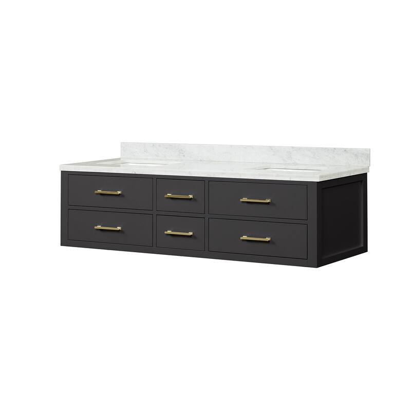 Lexora Castor Double Bath Vanity and Carrara Marble Top