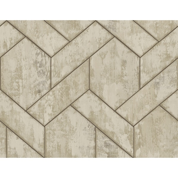 slide 2 of 3, Seabrook Designs Verallo Patina Tiles Unpasted Wallpaper - 27 in. W x 27 ft. L 27 in. W x 27 ft. L - Metallic Taupe