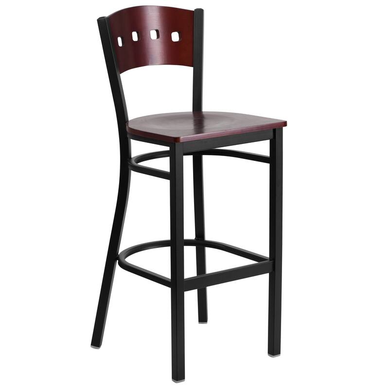 2 Pk. Hercules Series Decorative 4 Square Back Metal Restaurant Barstool - 19.75"W x 20"D x 43"H
