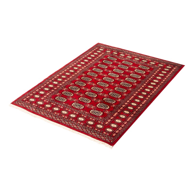 ECARPETGALLERY Hand-knotted Peshawar Bokhara Red Wool Rug - 4'2 x 5'11