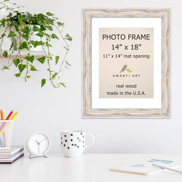 Alexandria Whitewash Photo Frame 14x18, Matted to 11x14' 17 x 21inch