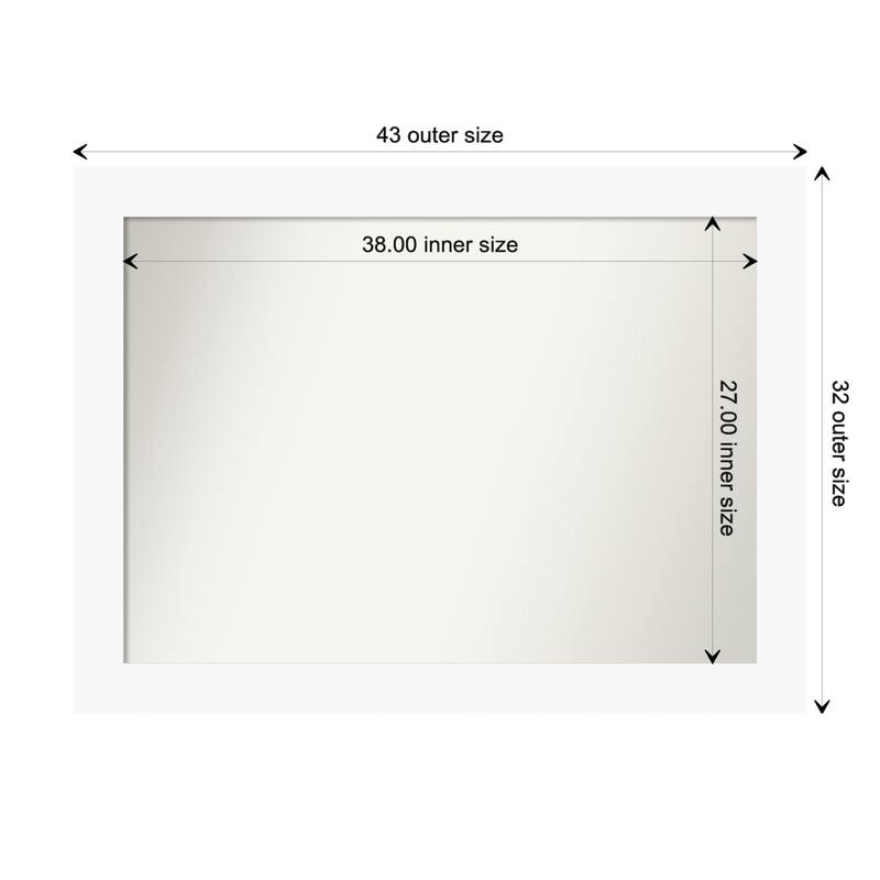 Basic Non-Beveled Wood Framed Wall Mirror - Basic White - Glass Size 38x27