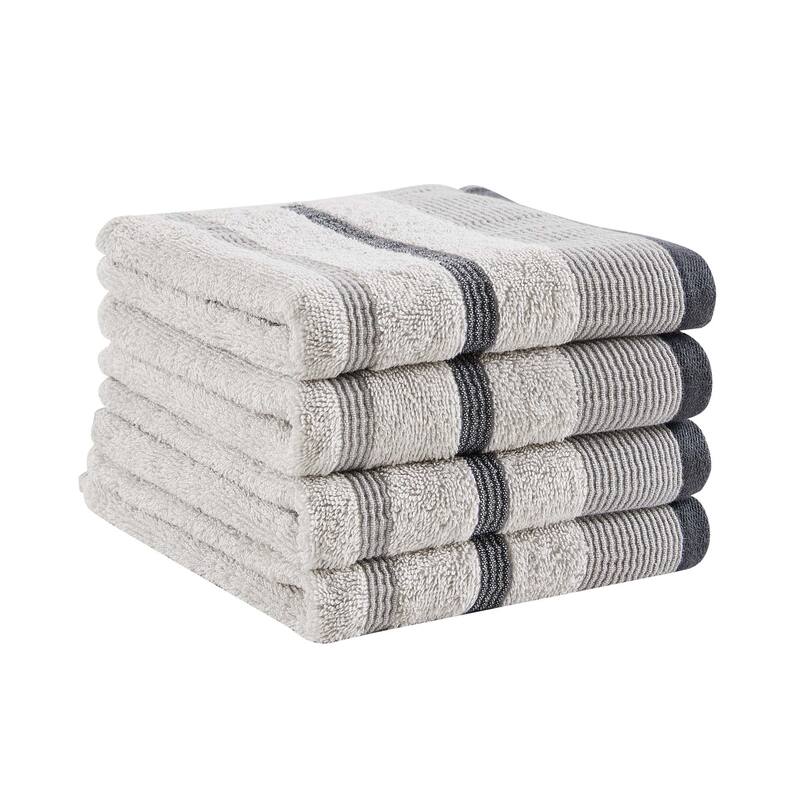 Linery & Co. Luxury Cotton Decorative Towel Set. - Hand Towel (Pack of 4) - Light Grey / Mid Grey / Dark Grey.
