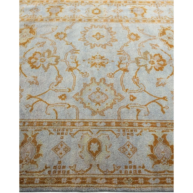 Overton Hand Knotted Wool Vintage Inspired Modern Contemporary Overdyed Blue Area Rug - 4' 7" x 6' 10"
