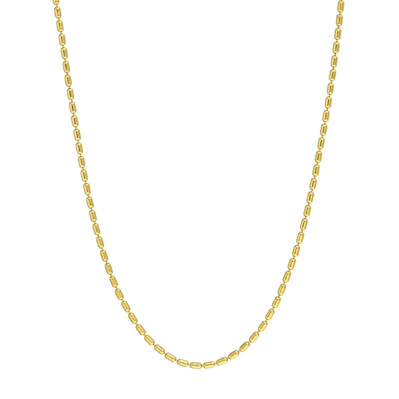 Curata 14k Yellow Gold 1.5mm Long Bead Chain Necklace (Lobster)