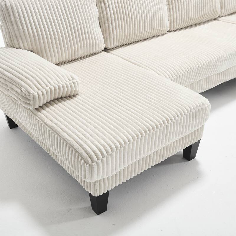 U-Shaped Modular Sectional Sofa with Double Chaise Lounge, Convertible Deep Seat Sleeper Sofa, Velvet Upholstered 4 Seater Sofa