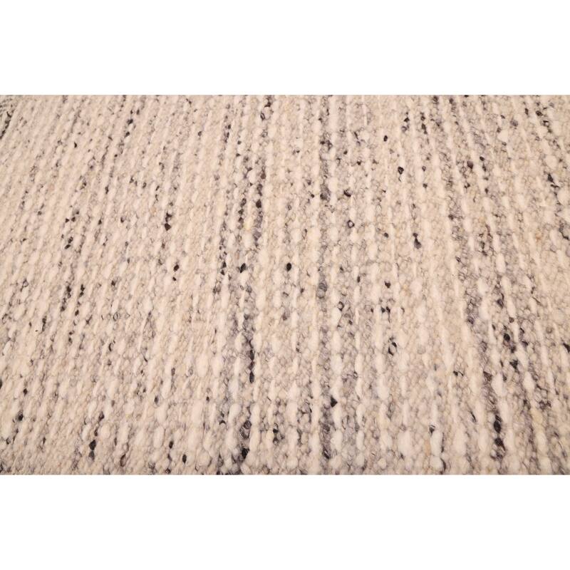 ECARPETGALLERY Hand Woven Looma Ivory Wool Rug - 7'10 x 9'10