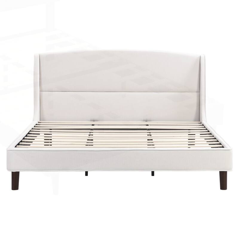Comfortable Platform Bed with Stylish Headboard for Bedroom Enhancement