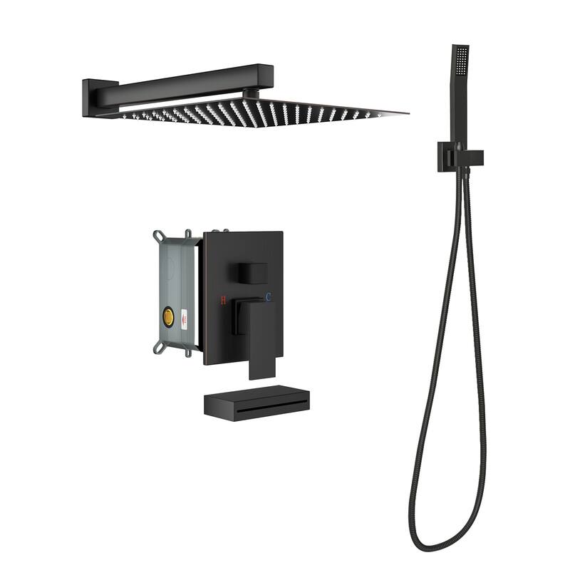 Topcraft 12-Inch Wall Mounted Square Shower System with Rough-in Valve - 12*12 - Oil Rubber Bronze