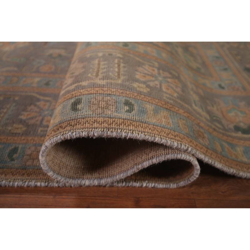 Geometric Tabriz Persian Vintage Rug Hand-Knotted Wool Carpet - 9'6"x 13'2"