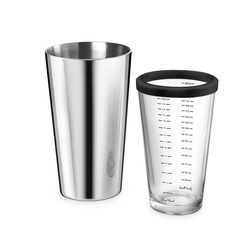 Final Touch Boston Shaker with Silicone Seal and Measurements - Glass - 15 oz - shaker - 27 oz