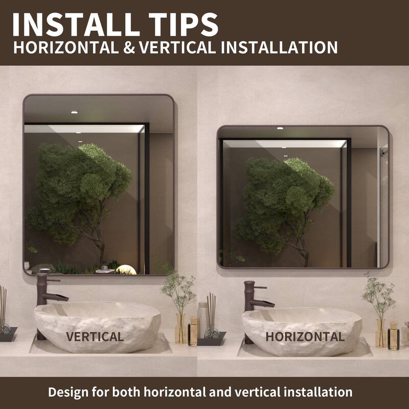 24/30/42/48/60 inch Rectangle Frameless Wall Mounted Bathroom Vanity Mirror
