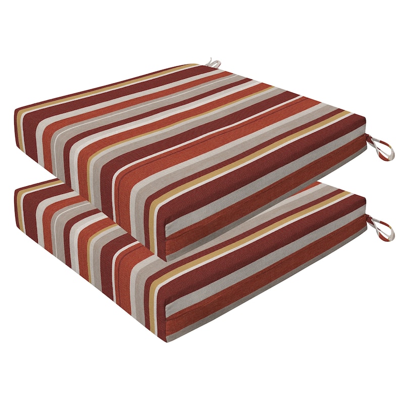 Outdoor Premium Dining Seat Cushion (2-Pack) - 20" wide x 20" deep x 4" thick - Stripe Brick