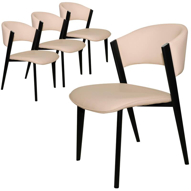 Aspen Leather Set of 4 Dining or Accent Chair with Sturdy Metal Legs & Cushioned Seats for Dining Room or Living Space - Light Taupe