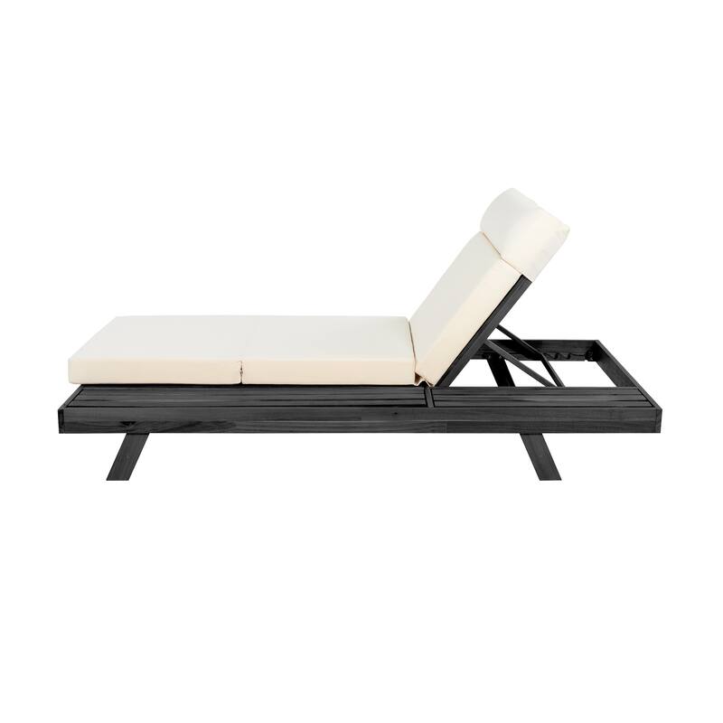 Christopher Knight Home - Elmont Outdoor Acacia Wood Adjustable Chaise Lounge with Water-Resistant Cushions & Headrest Cushion