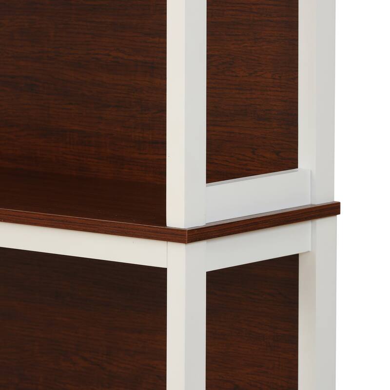 4-Shelf 59.5" H x 31.38" W Cherry and White Manufactured Wood Bookcase - 59.5" H x 35.38" W x 11.8" D