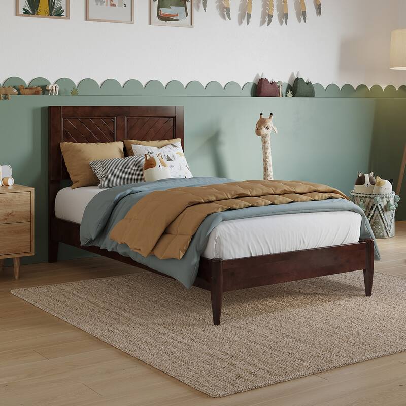 Berkshire Solid Wood Low Profile Platform Bed - Walnut - Twin