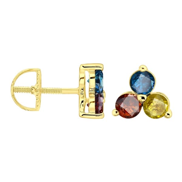 slide 1 of 10, Prism Jewel 1/3 Ctw Multi Color Diamond 3-Stone Stud Earrings for Womens - 0.33ct