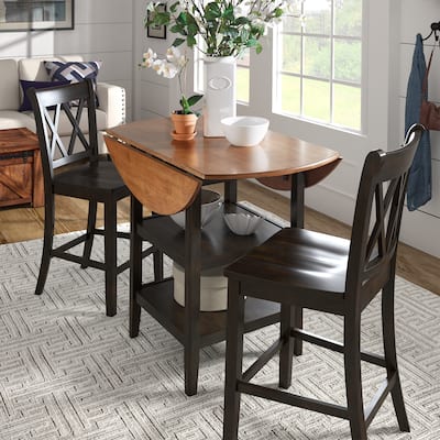 Eleanor Antique Black Drop Leaf Counter Height Table Dining Set by iNSPIRE Q Classic