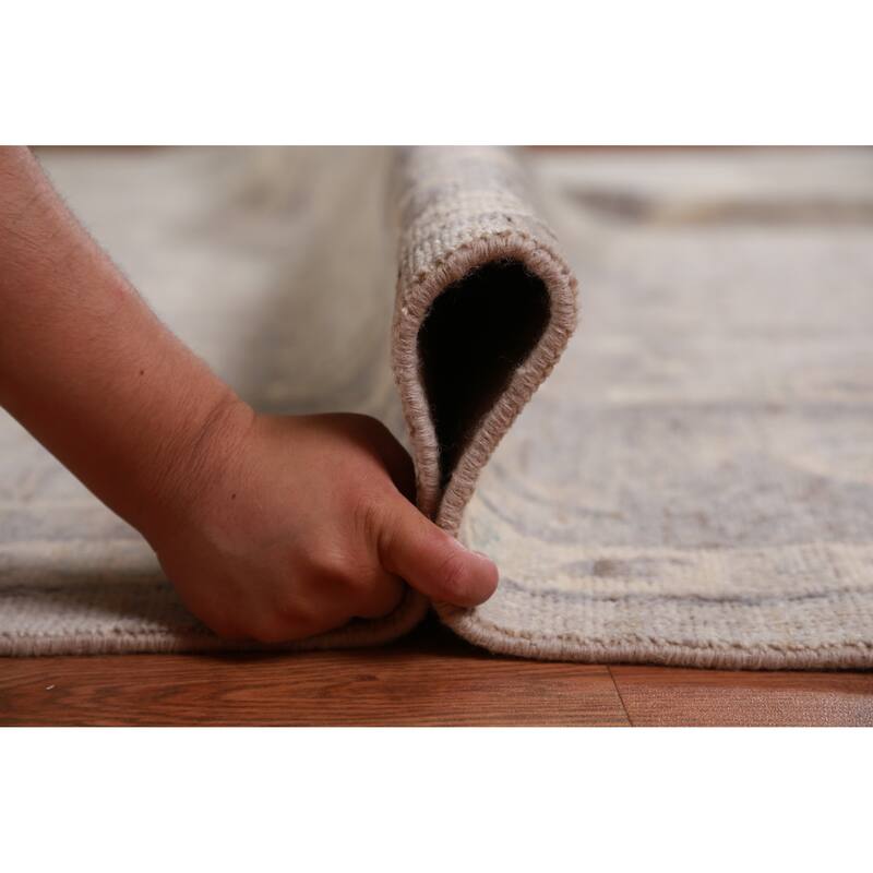 Hand Knotted Oriental 100% Wool Carpet Transitional All-Over Beige & Ivories Oushak Area Rug - 12' 1'' X 9' 1''
