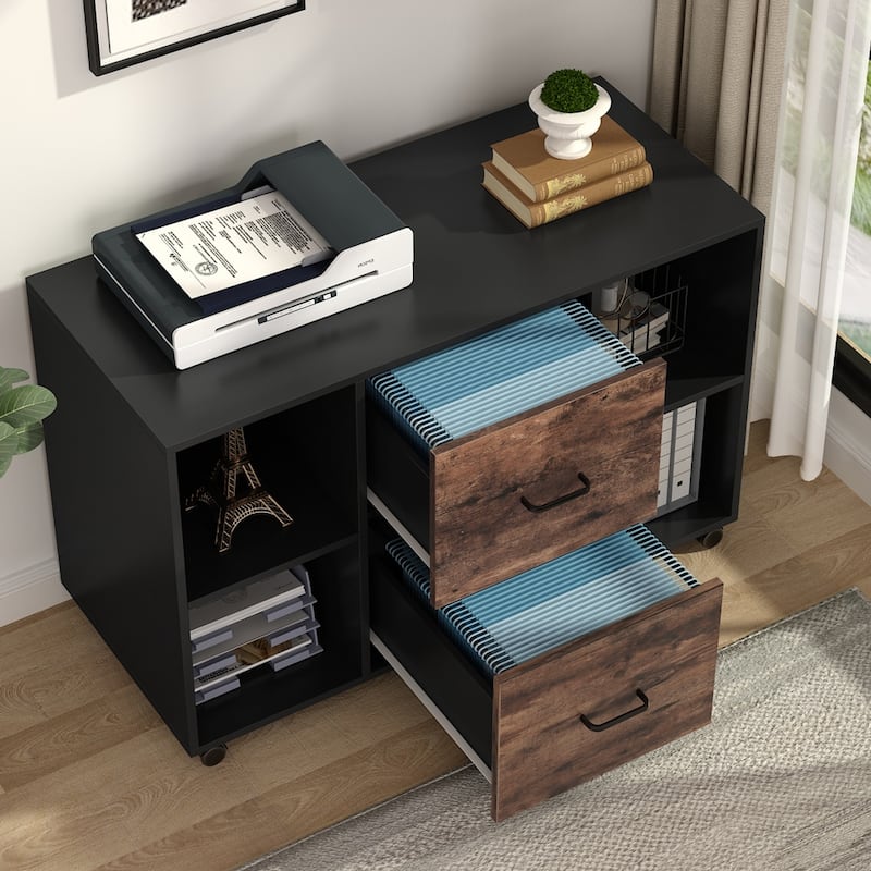 2-Drawer Wood Mobile Lateral File Cabinet