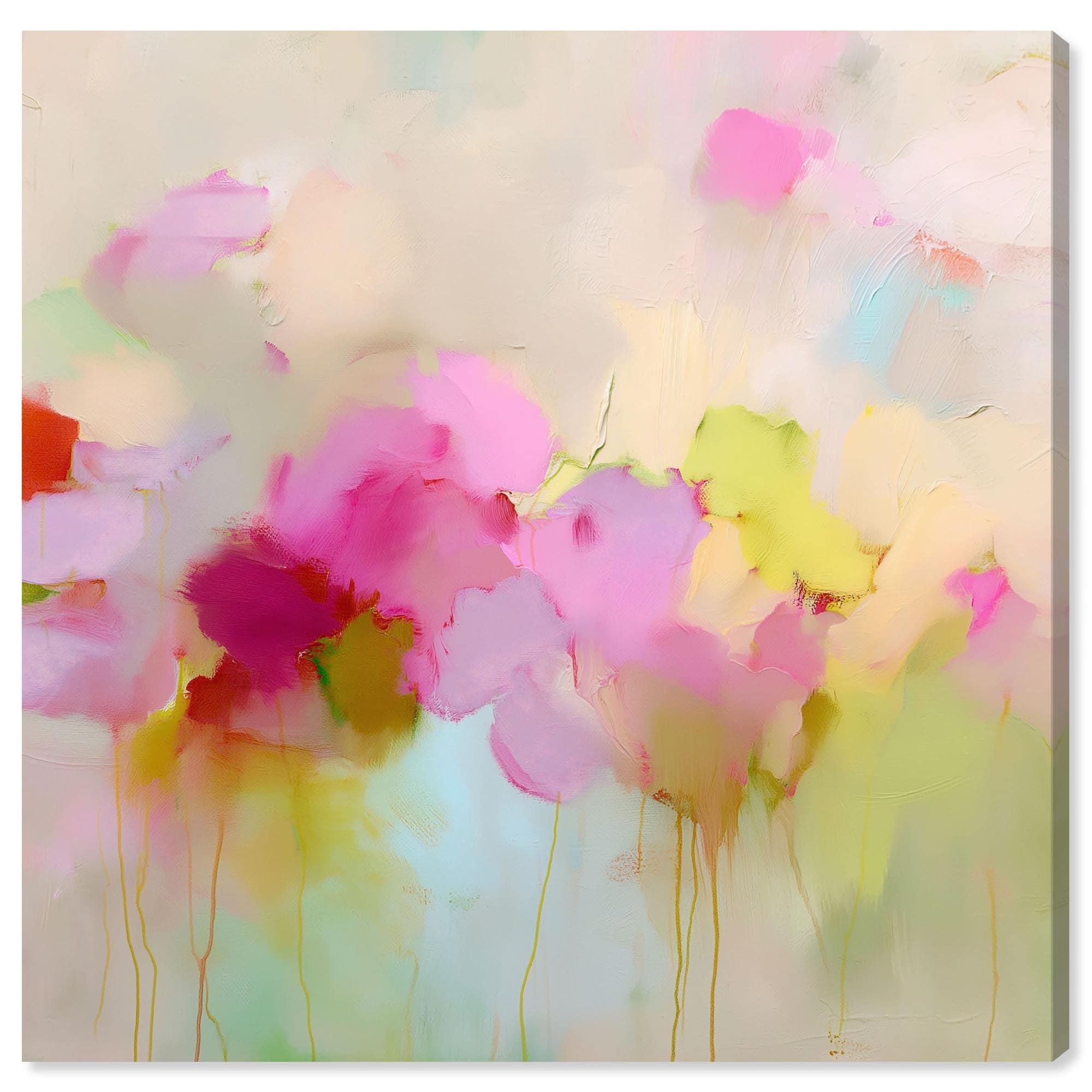 Pink and Chartreuse II Living Room Art Wrapped Canvas Print by Art Remedy