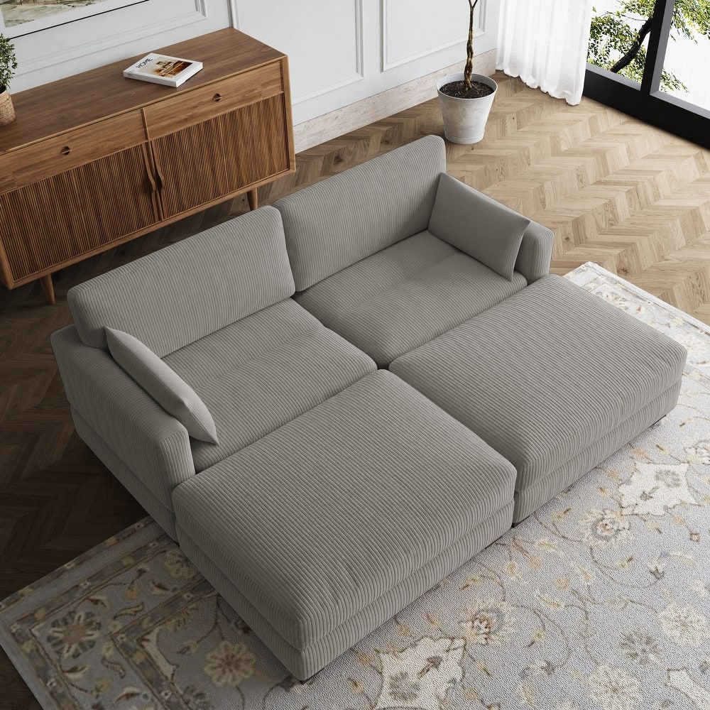 Sectional Sofa Set Modular Couch with Ottomans