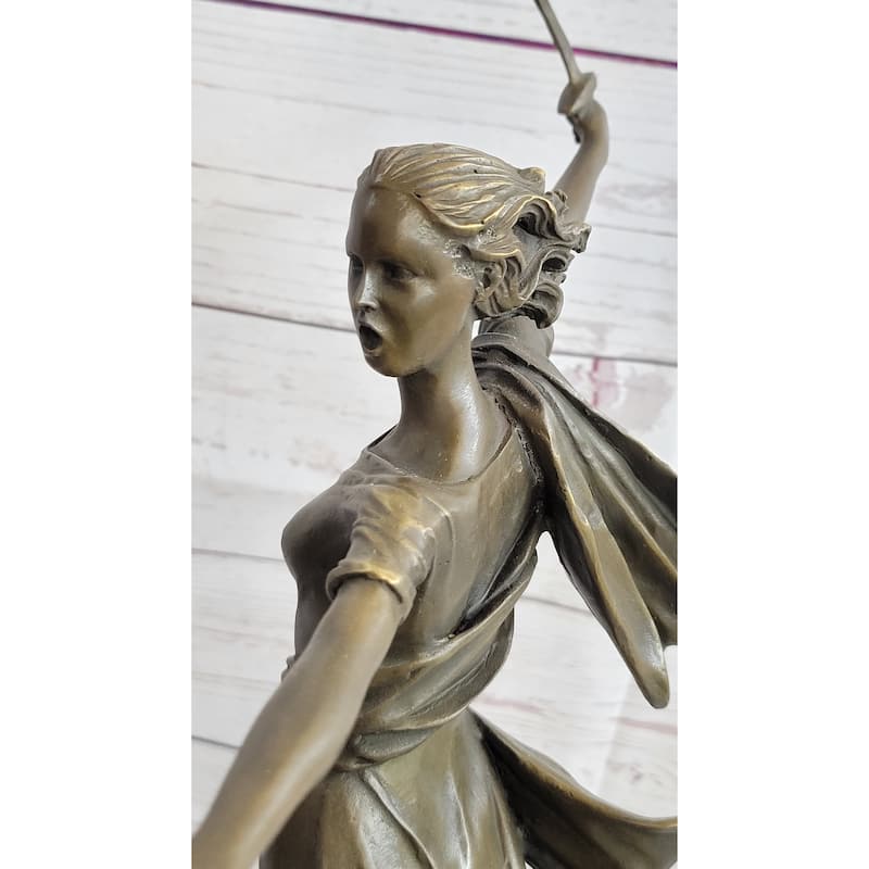Athena Goddess Female Figure With Sword Bronze Statue Sculpture On Marble Base