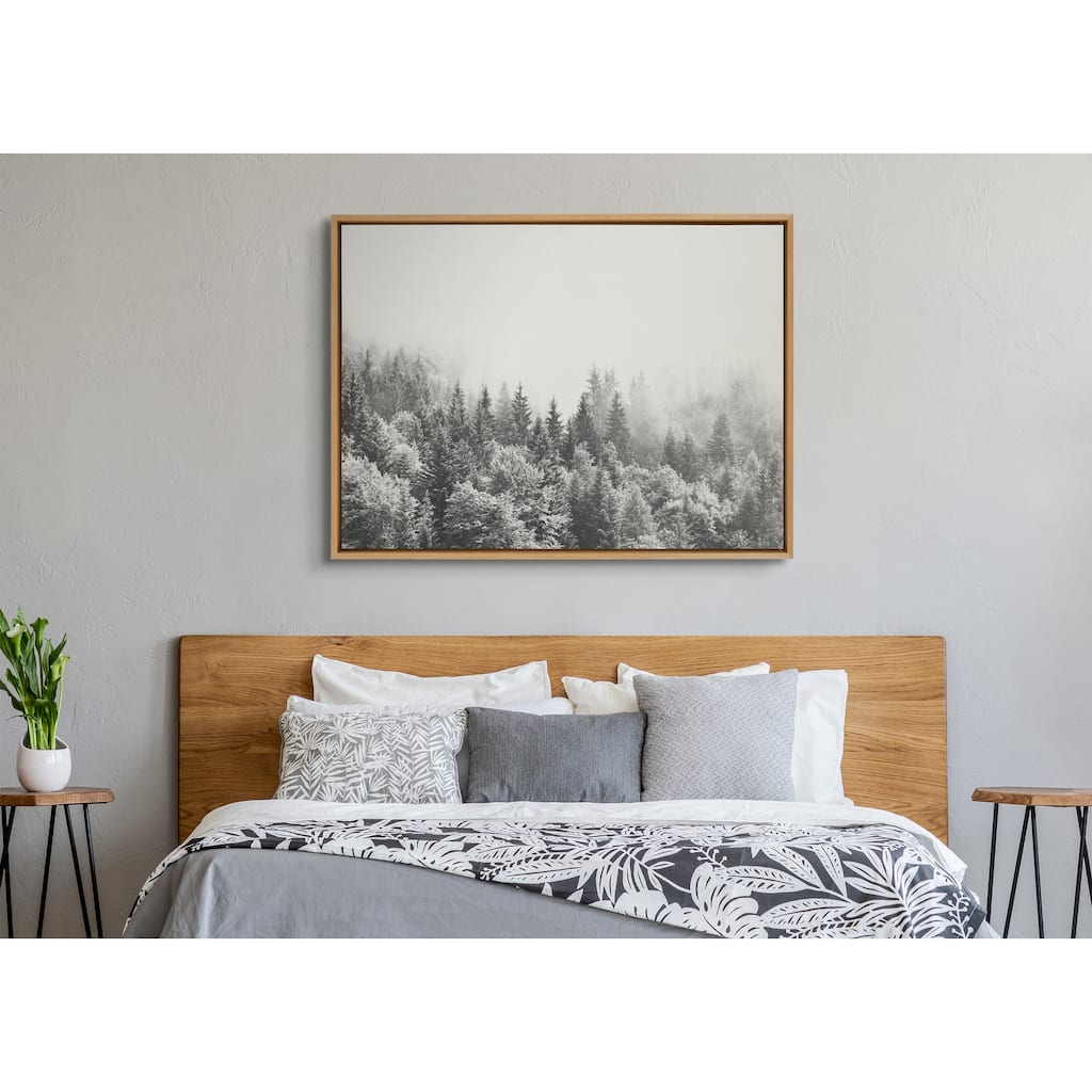 Kate and Laurel Sylvie Fog Framed Canvas by The Creative Bunch Studio