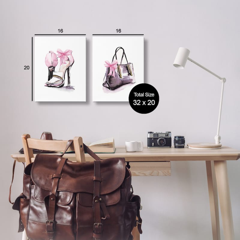 Stupell Luxury Shoes & Handbag Canvas Wall Art Design By Stella Chang (Set of 2)