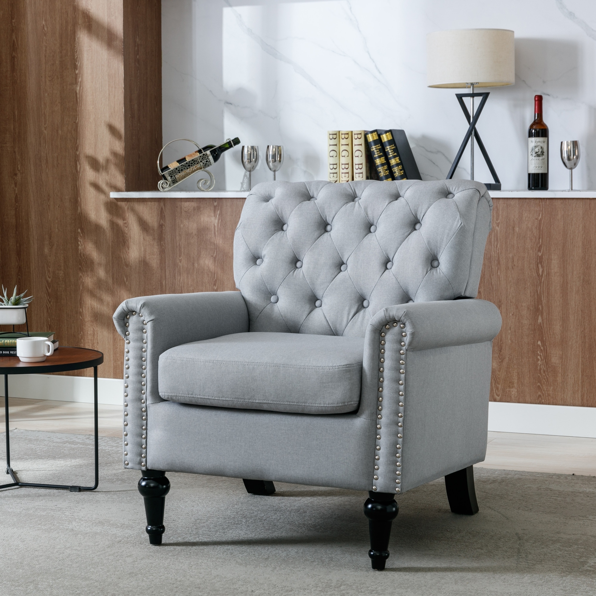 Linen Fabric Accent Chairs Modern Accent Armchair Comfy Reading