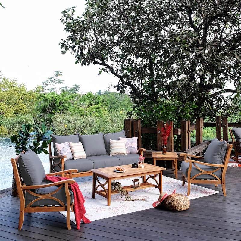 Cambridge Casual Luma 5-Piece Teak Outdoor Conversation Set with Cushion