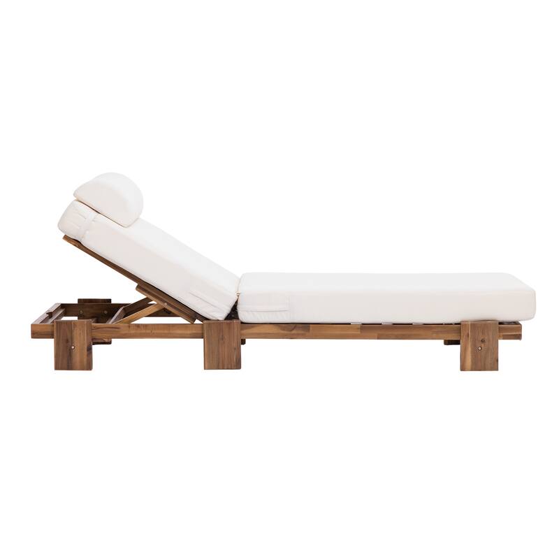 Roomfitters 78.8" Outdoor Patio Chaise Lounge Chair with Adjustable Backrest and Side Table for Poolside & Garden