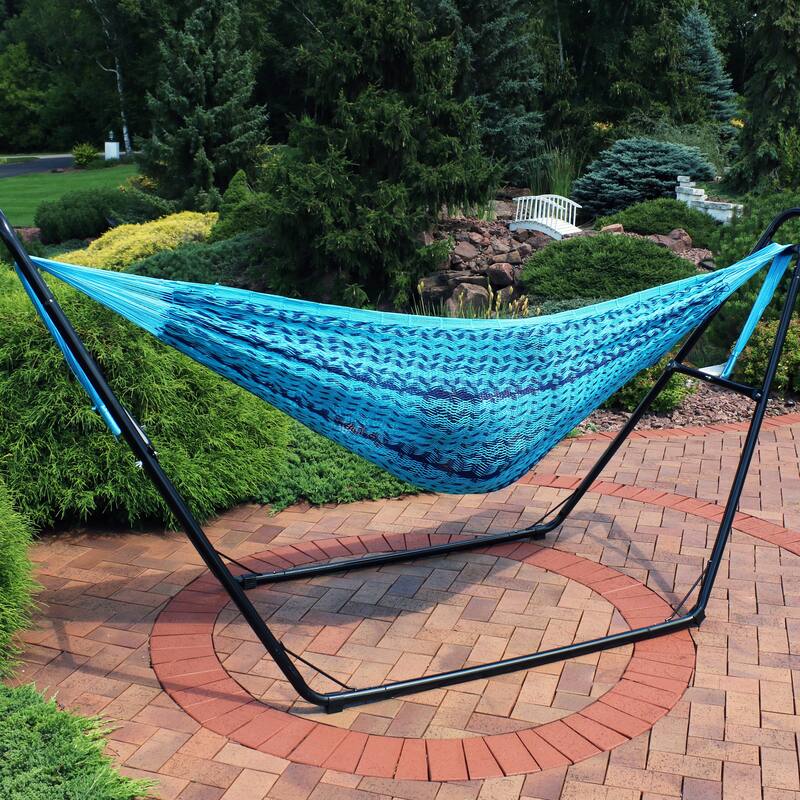 Mayan Family Hammock XXL Blue Handwoven Thick Cord - 880-lb. Capacity