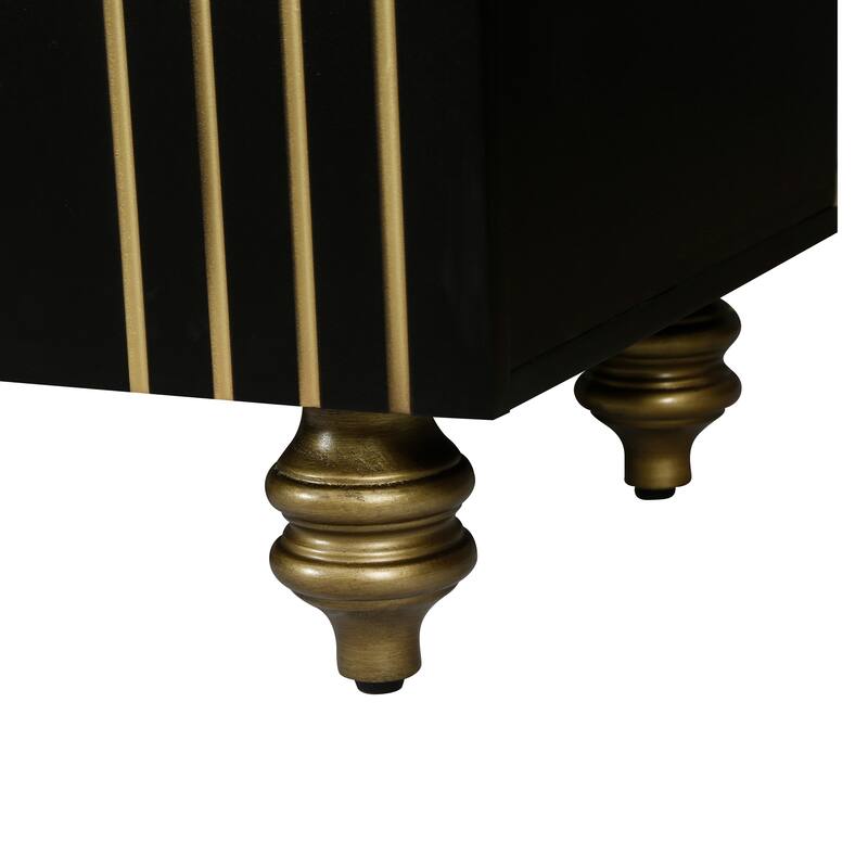 Modern Buffet Server Cabinet Console Cabinet with Adjustable Shelves, Black Storage Cabinet Sideboard Cupboard