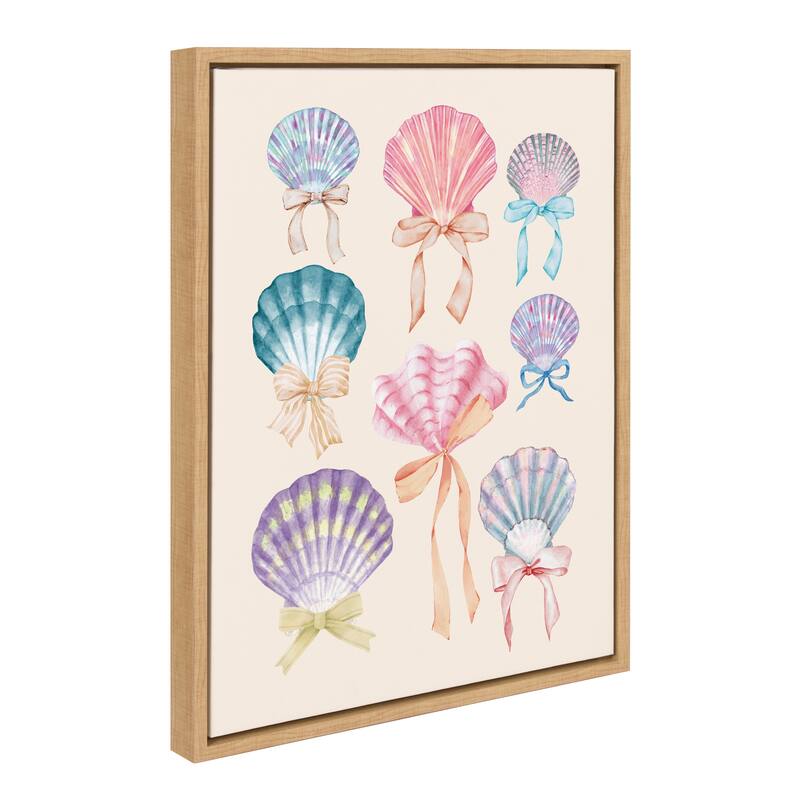 Sylvie Seashell Bows Framed Canvas by Honey Island Studio - 18x24 - Natural