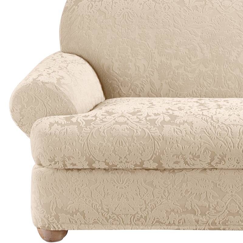 SureFit Stretch Jacquard Damask 2 Piece T Cushion Sofa Slipcover On Sale Bed Bath & Beyond